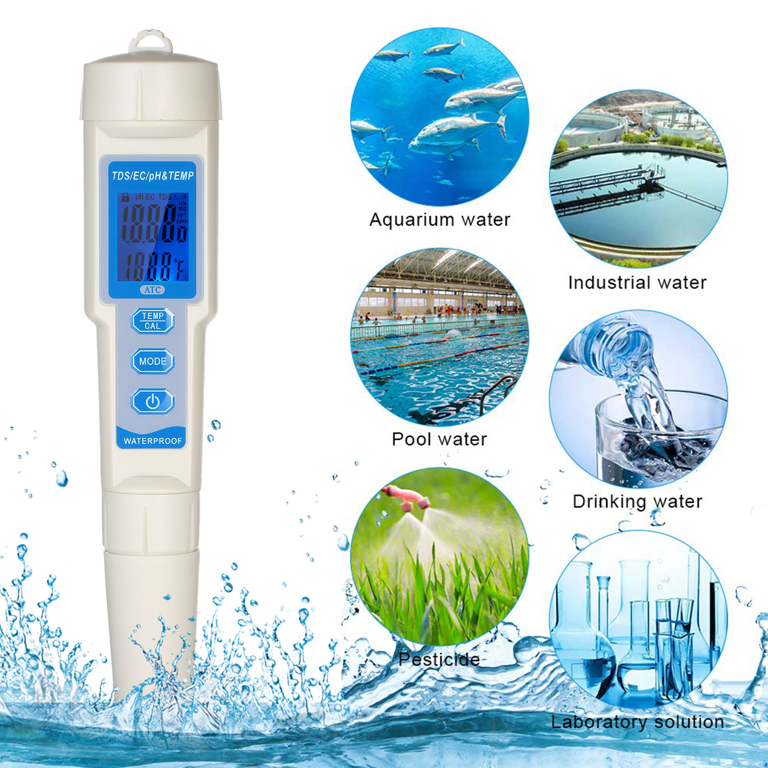 KKmoon 4in1 Water Quality Tester Pen Waterproof Water Quality