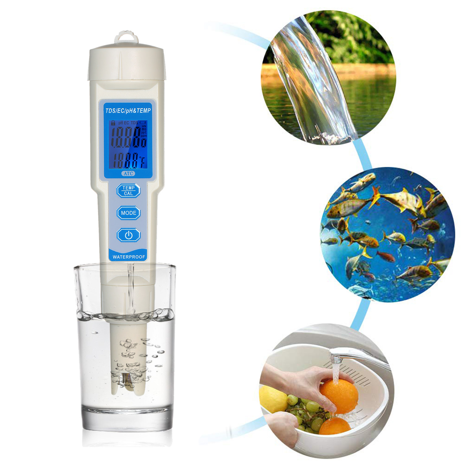 KKmoon 4in1 Water Quality Tester Pen Waterproof Water Quality