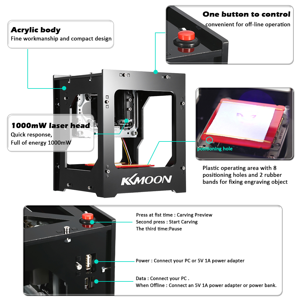 KKmoon DK8KZ 1000mW High Speed Mini USB Laser Engraver Carver