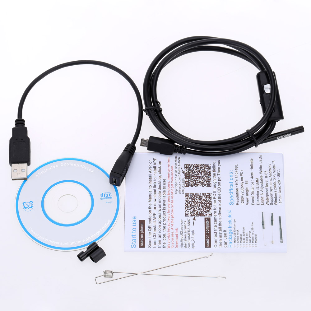KKmoon 5.5mm 2m Mini Digital USB Endoscope Inspection Camera Adjustable