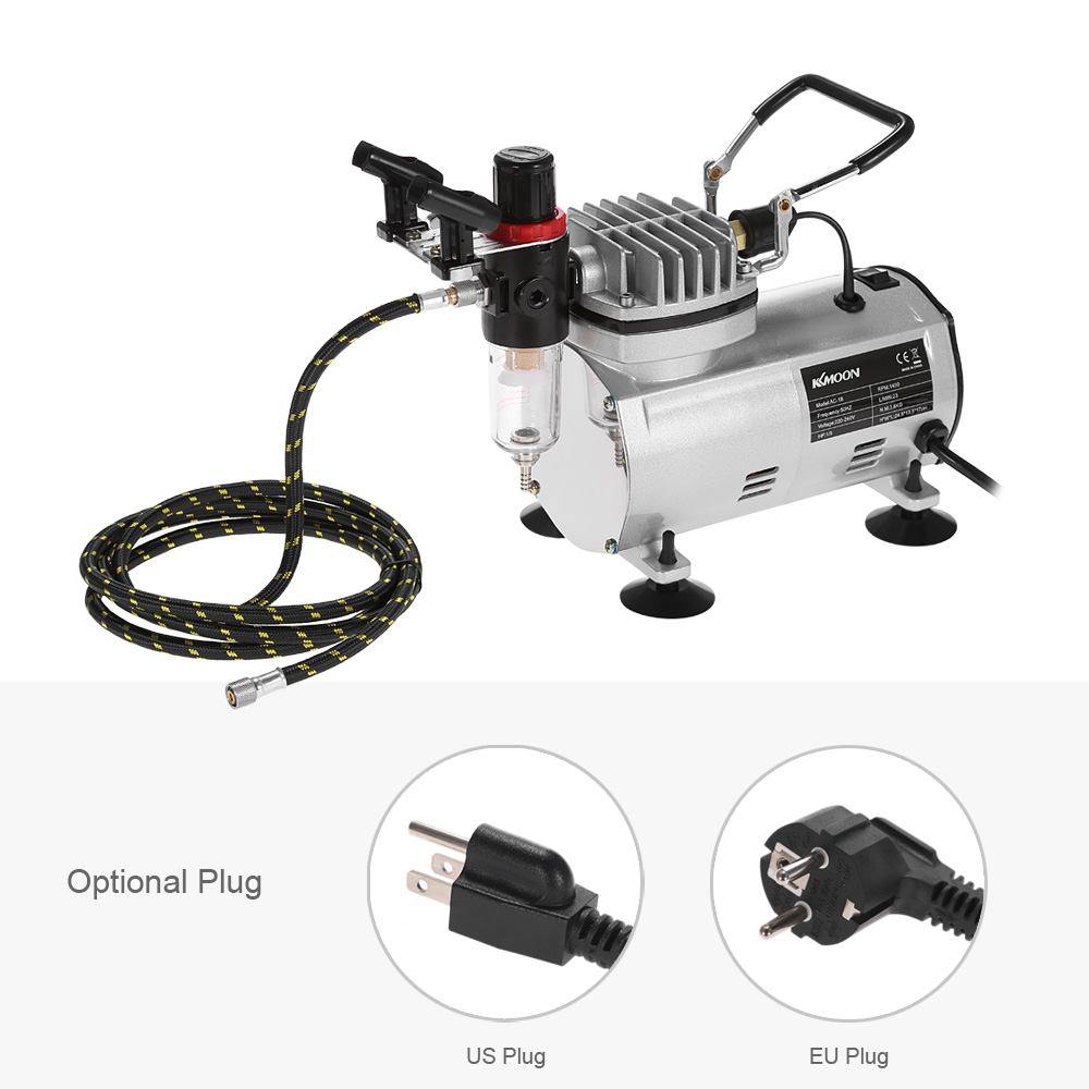 KKmoon Brand New Professional 3 Airbrush Kit With Air Compressor DualAction Hobby Spray Air