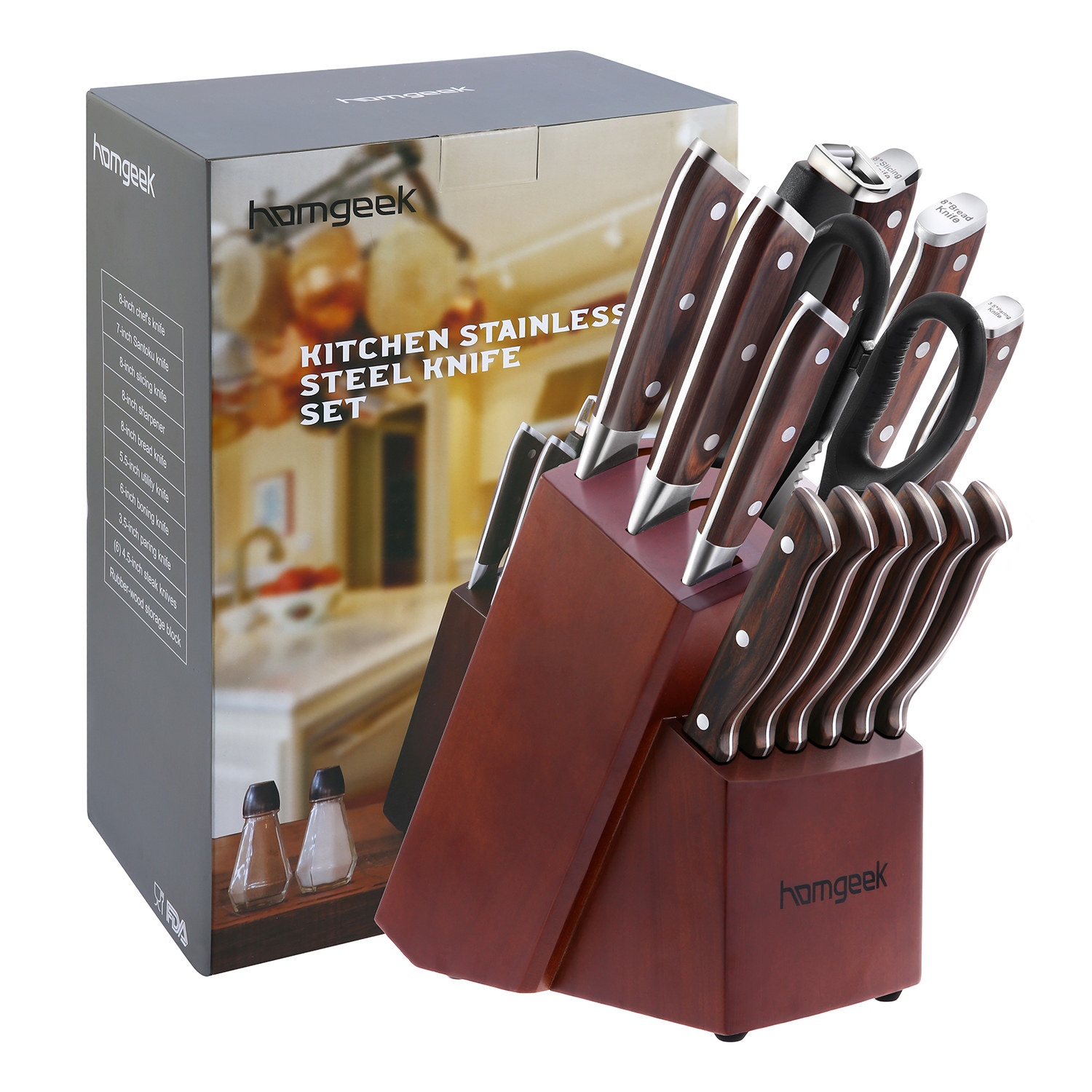 Homgeek Chef Knives 15 Pieces