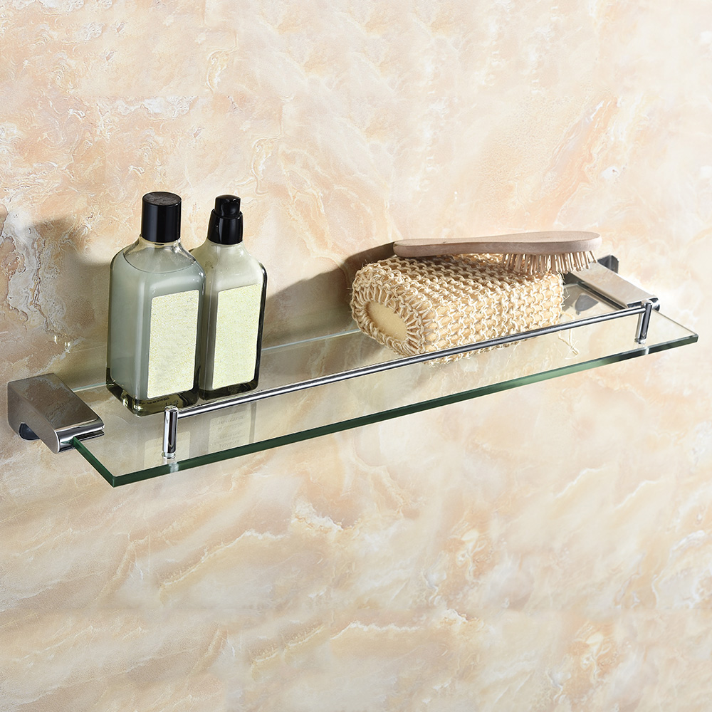 Homgeek Stainless Steel Thick Glass Shelf