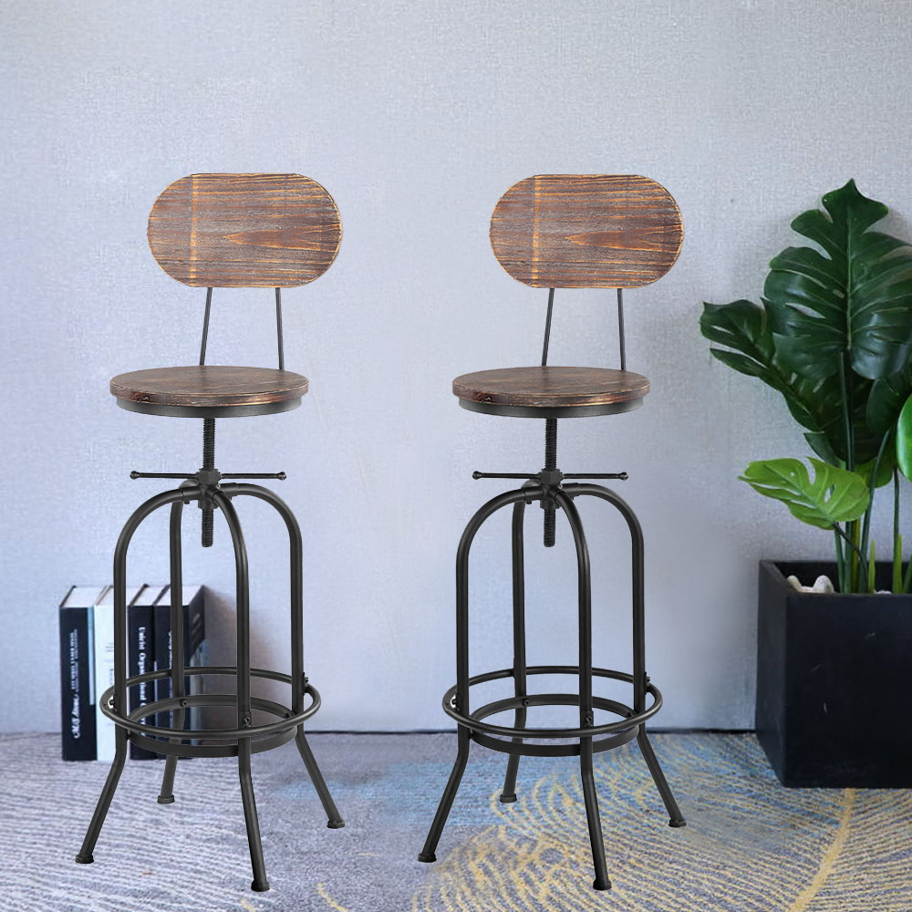 Chaise de bar de style industriel en bois réglable en hauteur à