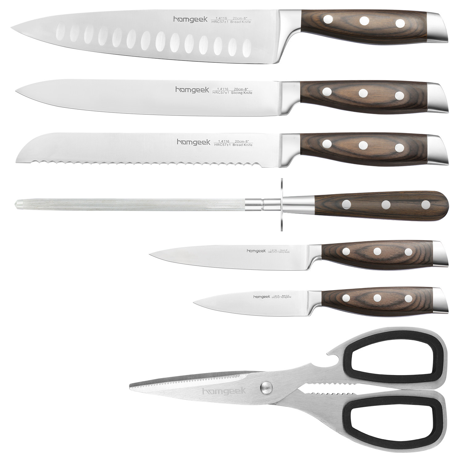 Homgeek Knife Set 8Pcs with Block