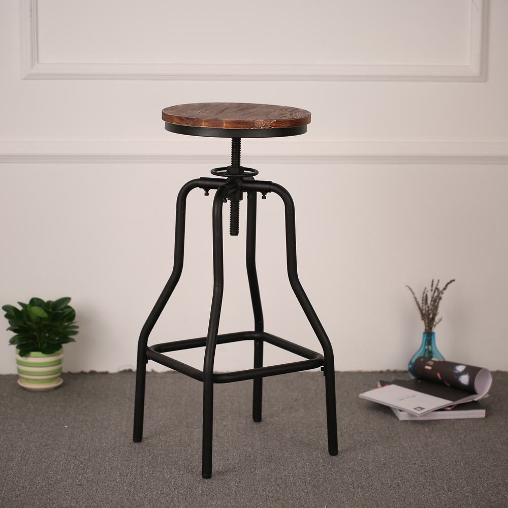 Solo 40.93€, ikayaa stile industriale altezza regolabile girevole sgabello bar naturale pineta top cucina sala colazione sedia lovdock.com Sedie stile industriale