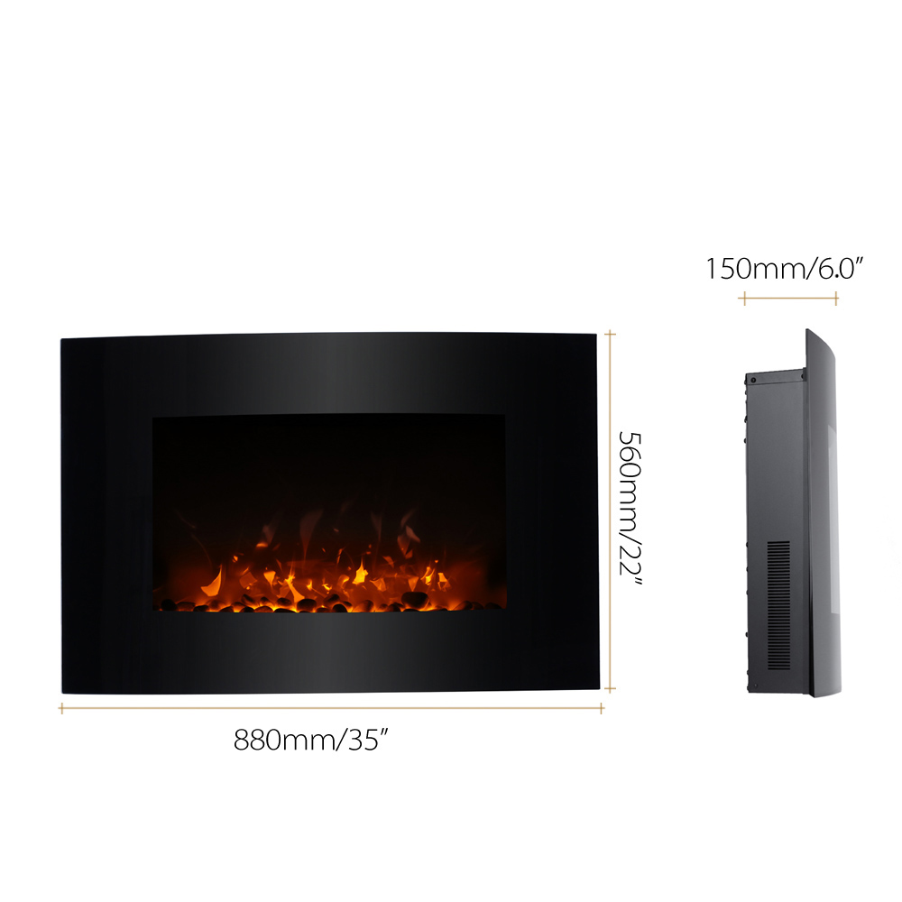 Decdeal Wall Mount Electric Fireplace 3D Flame Heater with Remote
