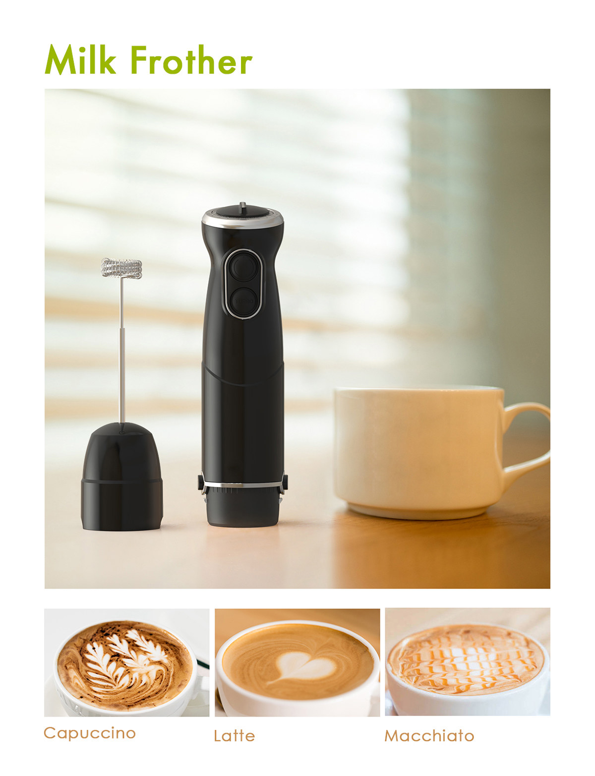 homgeek 500W Immersion Hand Blender 3 in 1, 6Speed Electric Stick