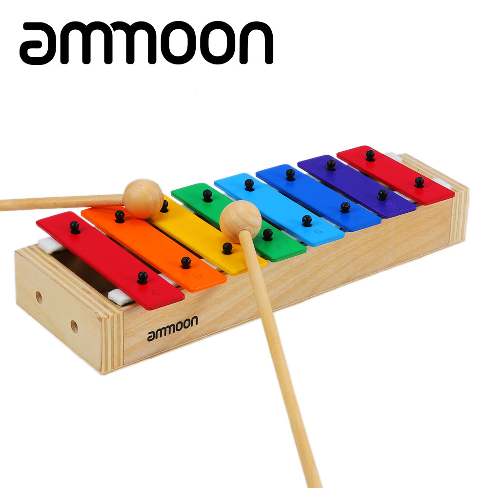 ammoon 8 Keys Compact Size Xylophone Glockenspiel with Wooden Mallets