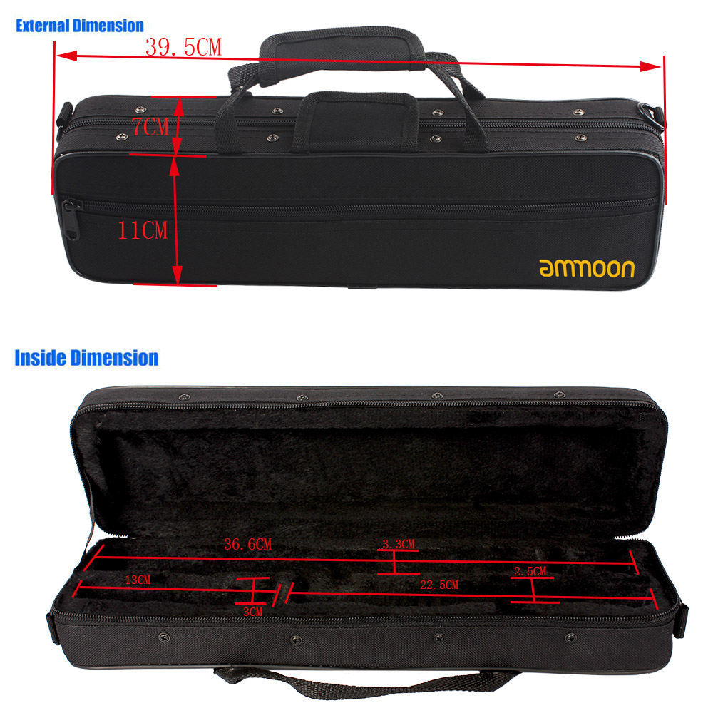 Flute Case Gig Bag Backpack Box Waterresistant 600D Foam Cotton