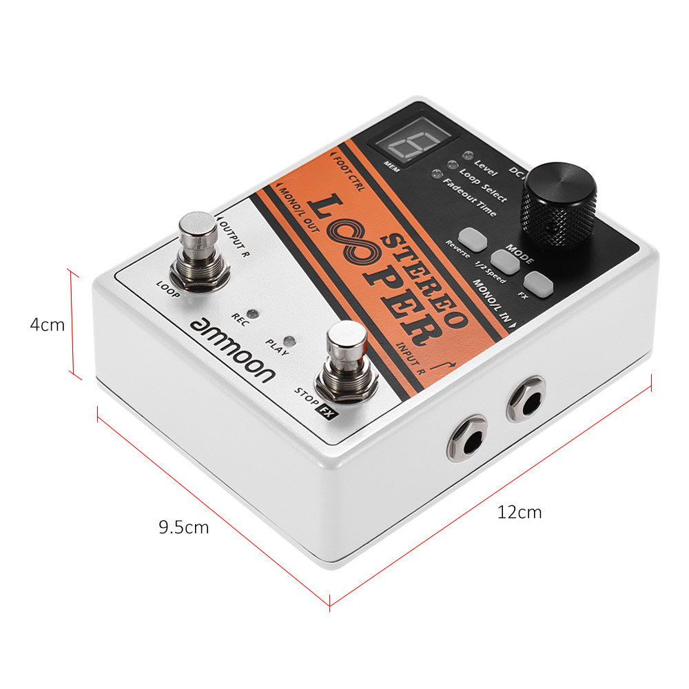 STEREO LOOPER Loop Record Guitar Effect Pedal 10 Independent Loops Max