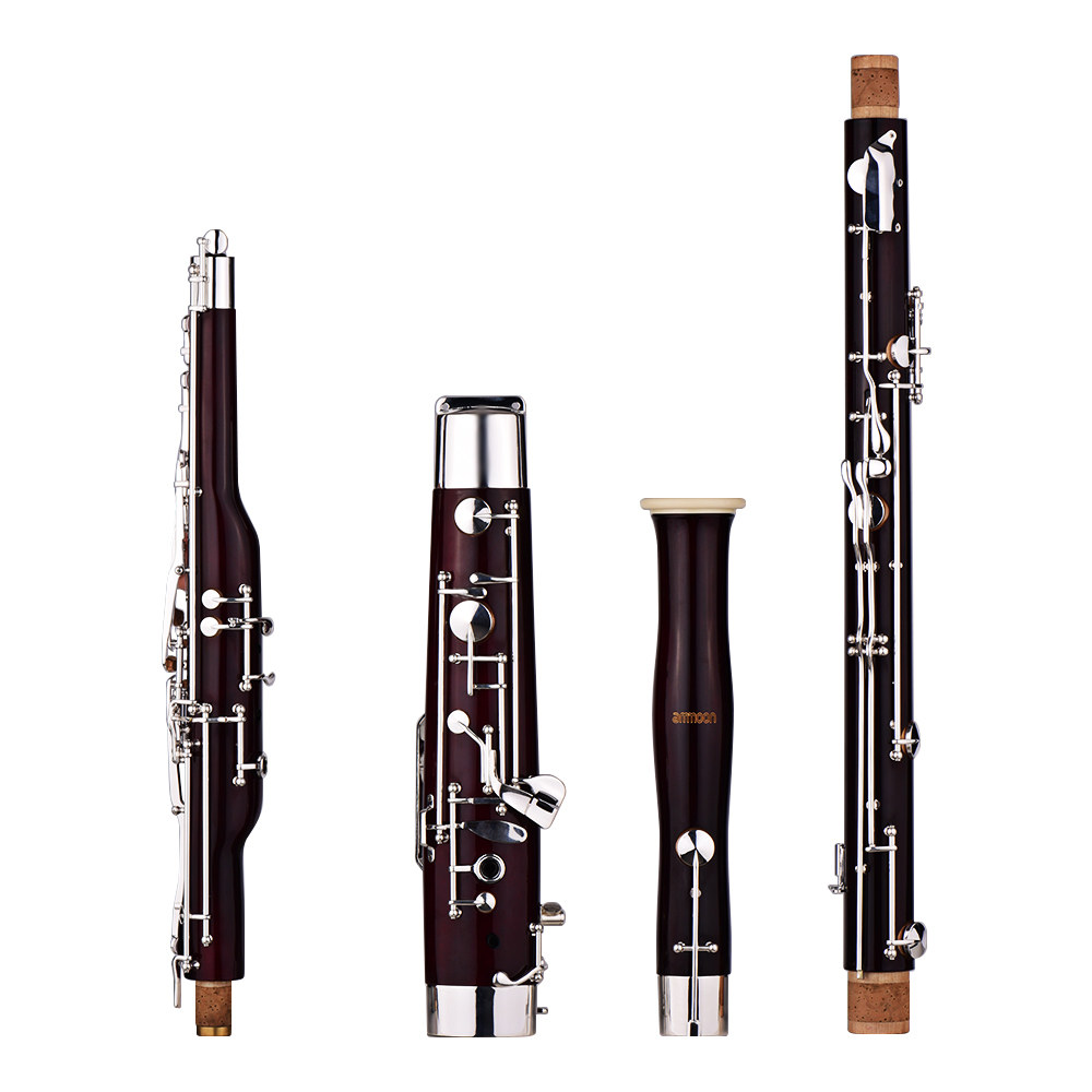 ammoon Professional C Key Bassoon Maple Wood Body Cupronickel Silver