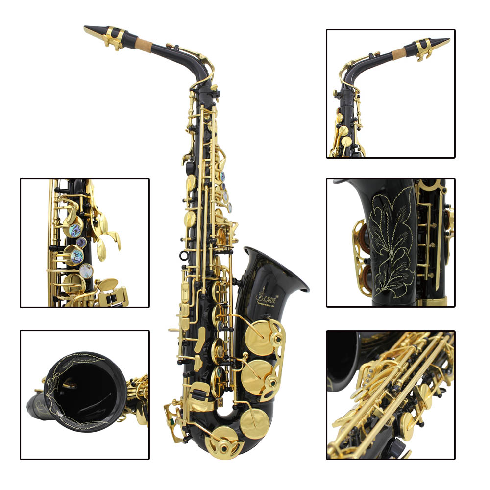 ammoon Brass Engraved Eb EFlat Alto Saxophone Sax Abalone Shell