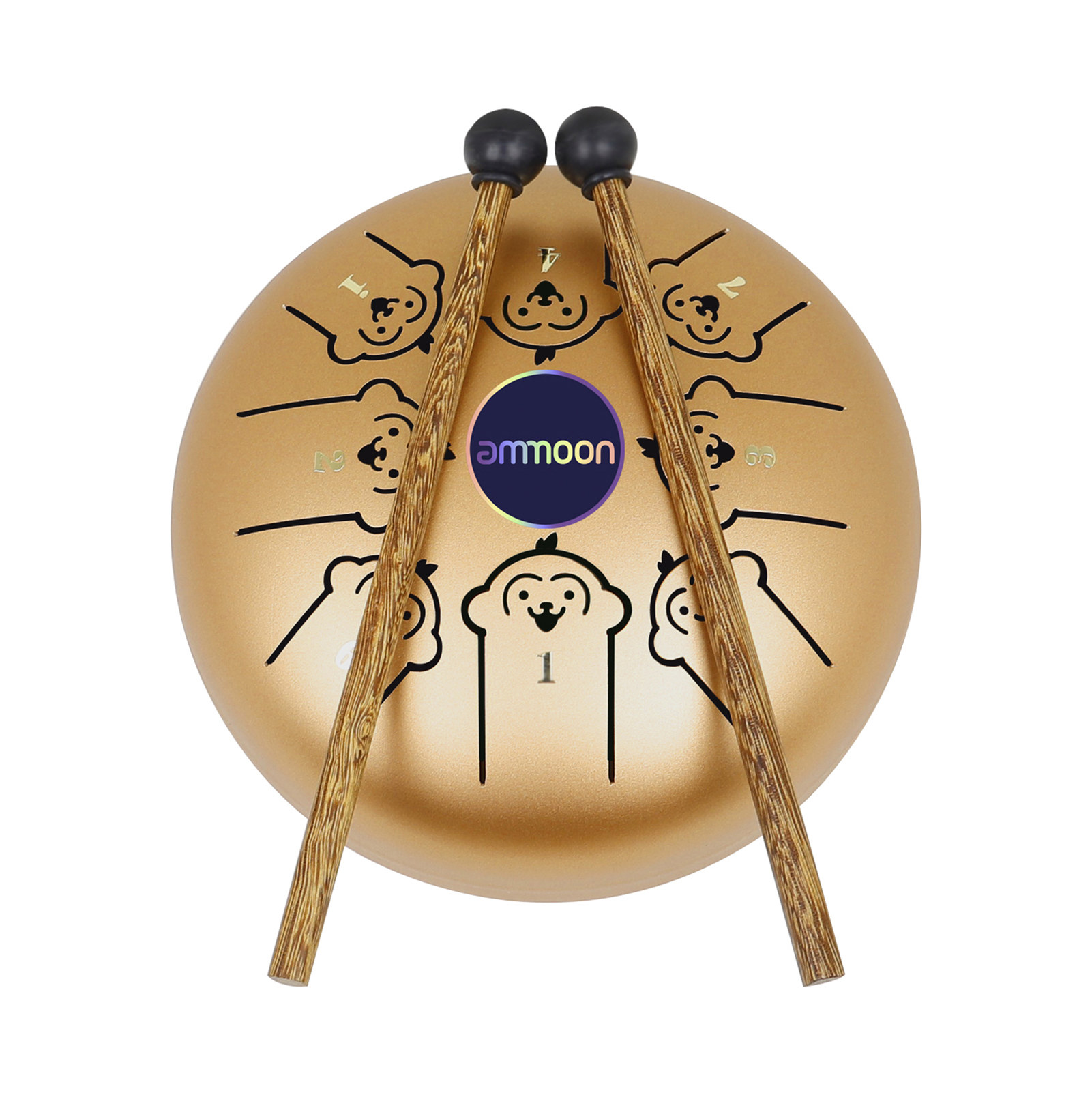 ammoon 5.5 Inches Mini Steel Tongue Drum 8 Notes C Key Handpan Drum