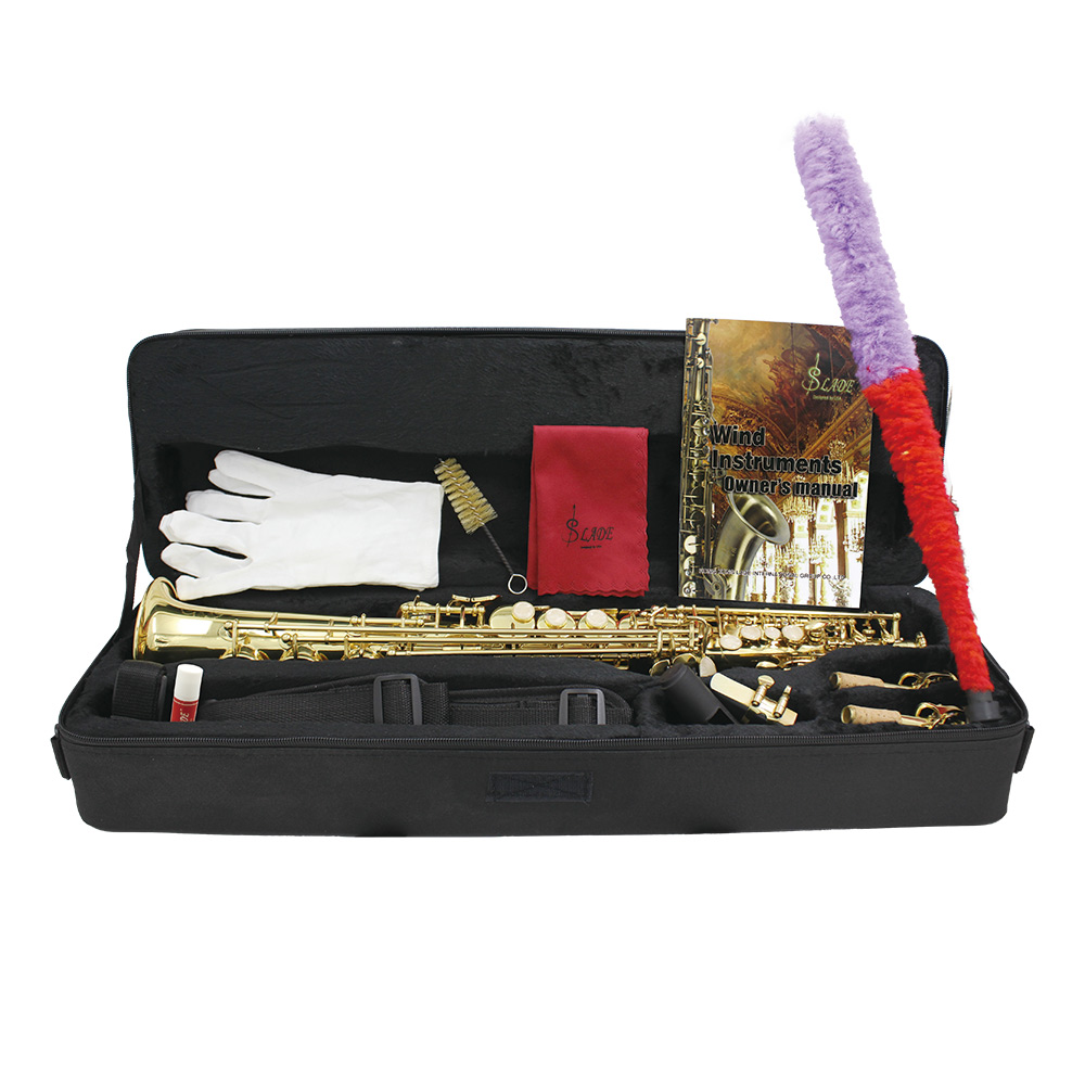 ammoon Soprano Saxophone SAX Bb Brass Lacquered Gold Body and Keys with