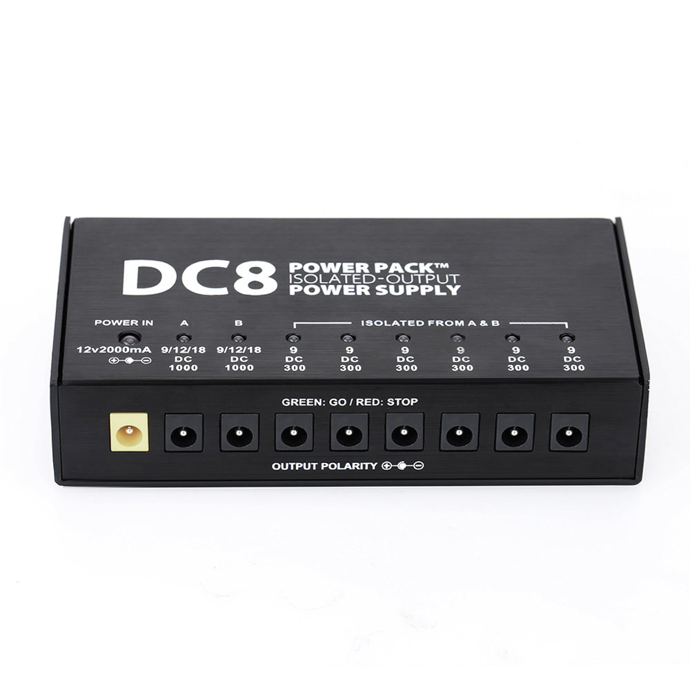 VITOOS DC8 Portable Guitar Effects Power Supply 8 Isolated Outputs 6 Way 9V 2 Way Adjustable 9V
