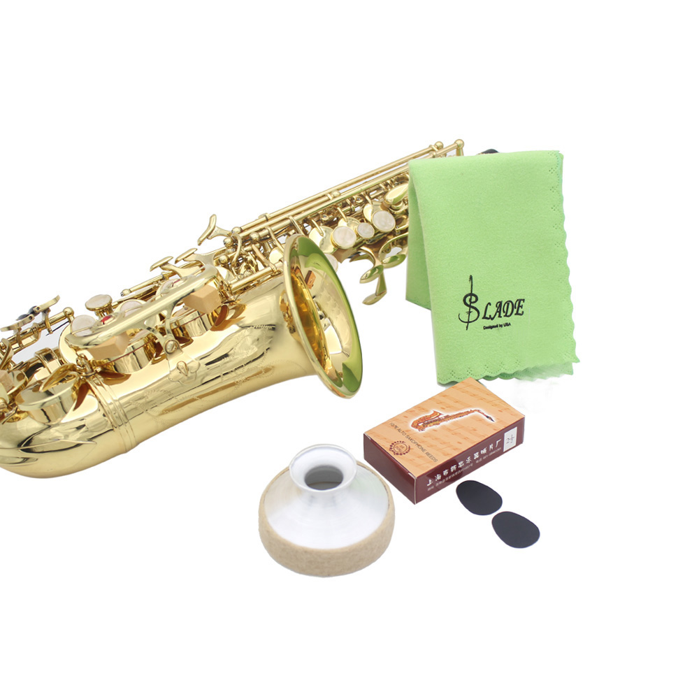 Andoer Alto Saxophone Sax bE Aluminum Alloy Mute Mouthpiece Patch Bamboo Reed Cleaning Cloth