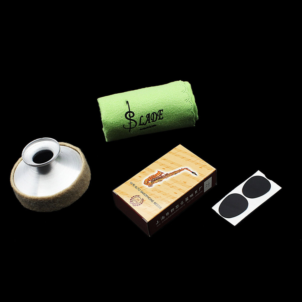 Andoer Alto Saxophone Sax bE Aluminum Alloy Mute Mouthpiece Patch Bamboo Reed Cleaning Cloth