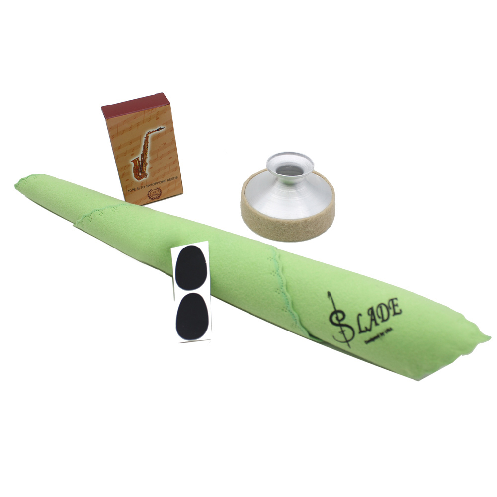 Andoer Alto Saxophone Sax bE Aluminum Alloy Mute Mouthpiece Patch Bamboo Reed Cleaning Cloth