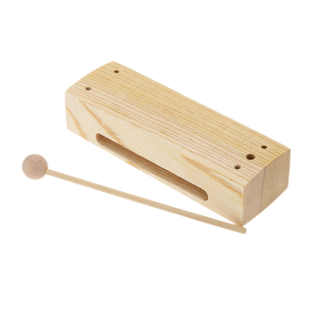 Wooden Percussion Block Woodblock with Mallet Exquisite Kid Children