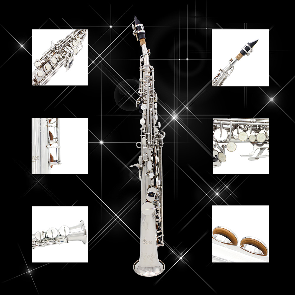 ammoon Soprano Saxophone SAX Bb Brass Lacquered Gold Body and Keys