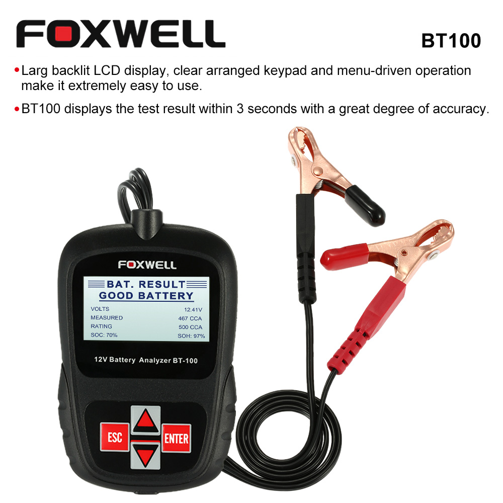 FOXWELL BT100 Auto Car 12 Volt Battery Analyzer Diagnostic Tool Tester