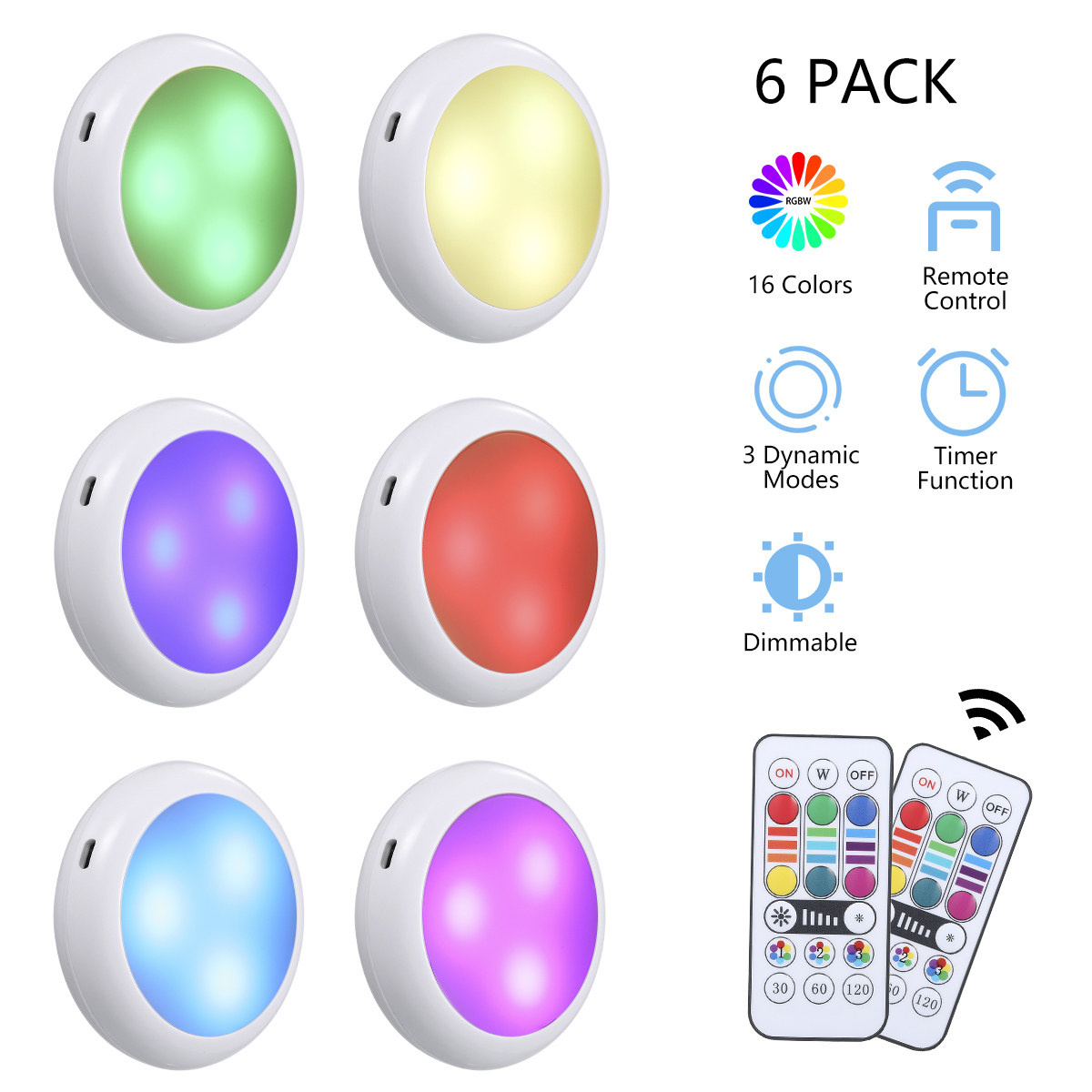 Tomshine Under Light with 2 Remote Control 16 RGBW Colors & 3