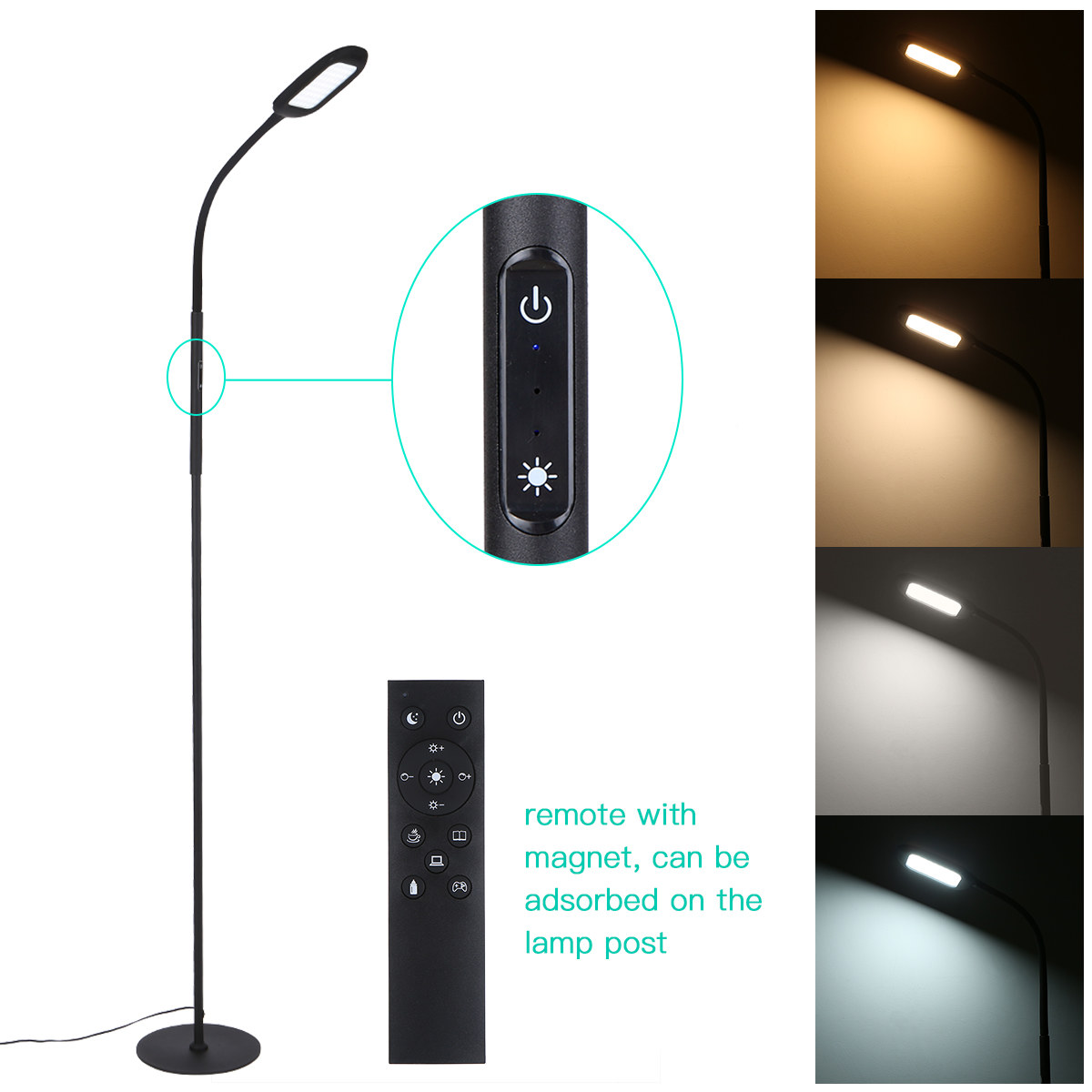 Tomshine LED Floor Lamp Remote & Touching Control High Lumens Reading