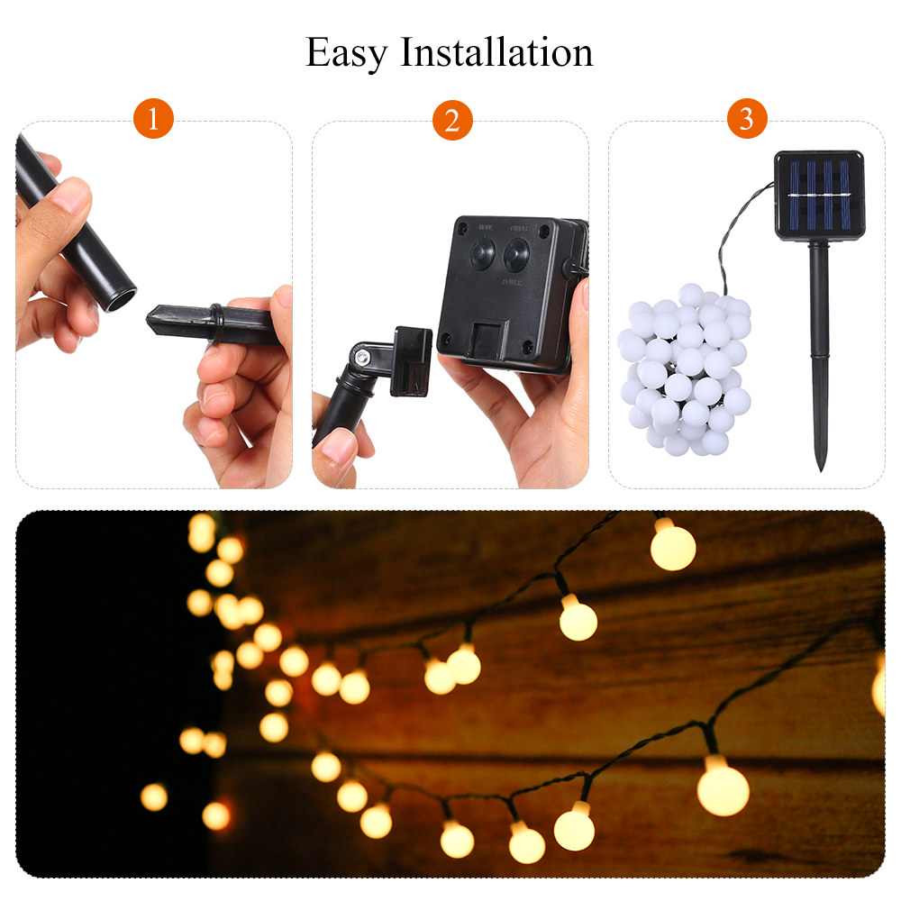 Tomshine Solar Powered 50 LEDs String Light IP44 Waterresistant
