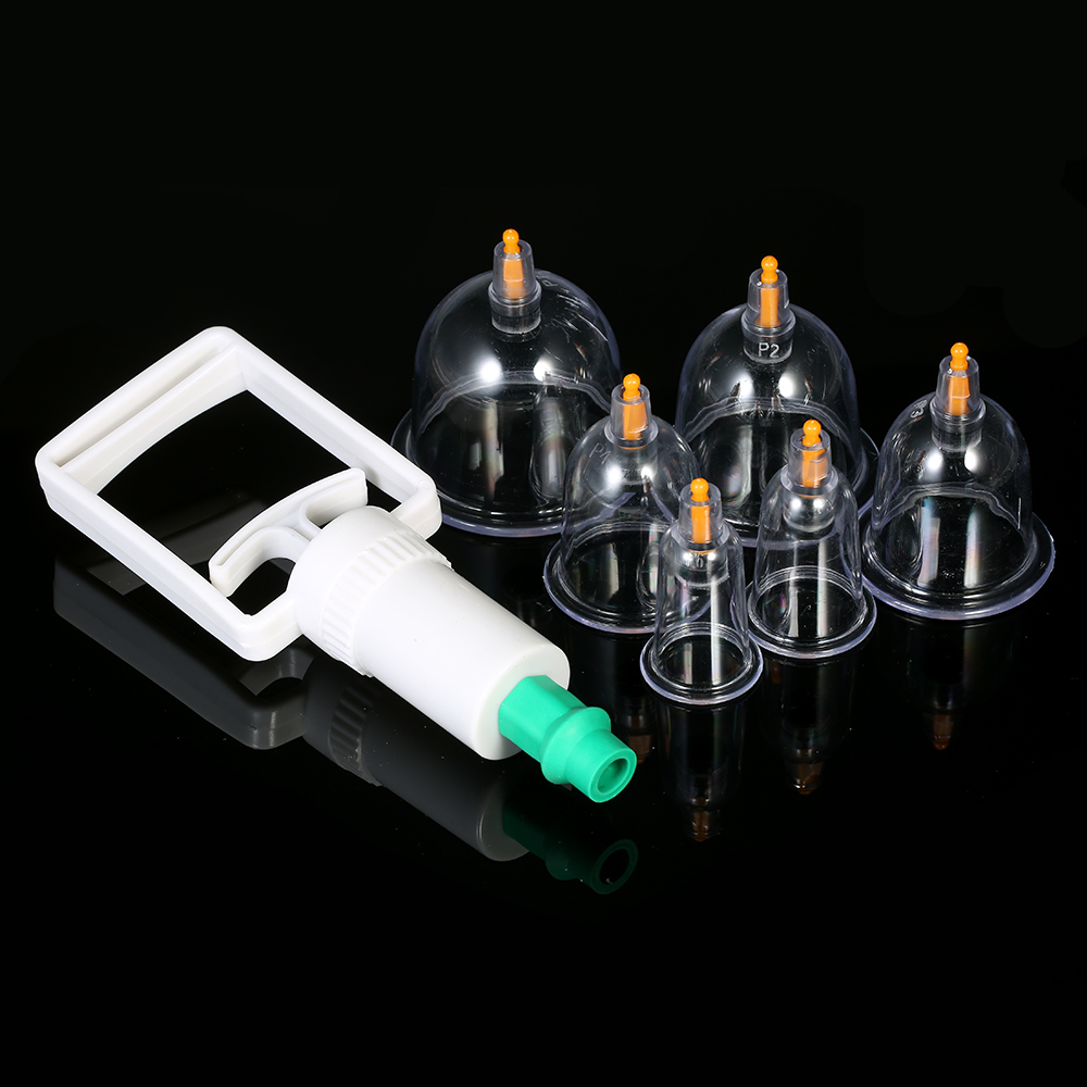 Professional Chinese Cupping Therapy Set with Pumping Handle 6PCS