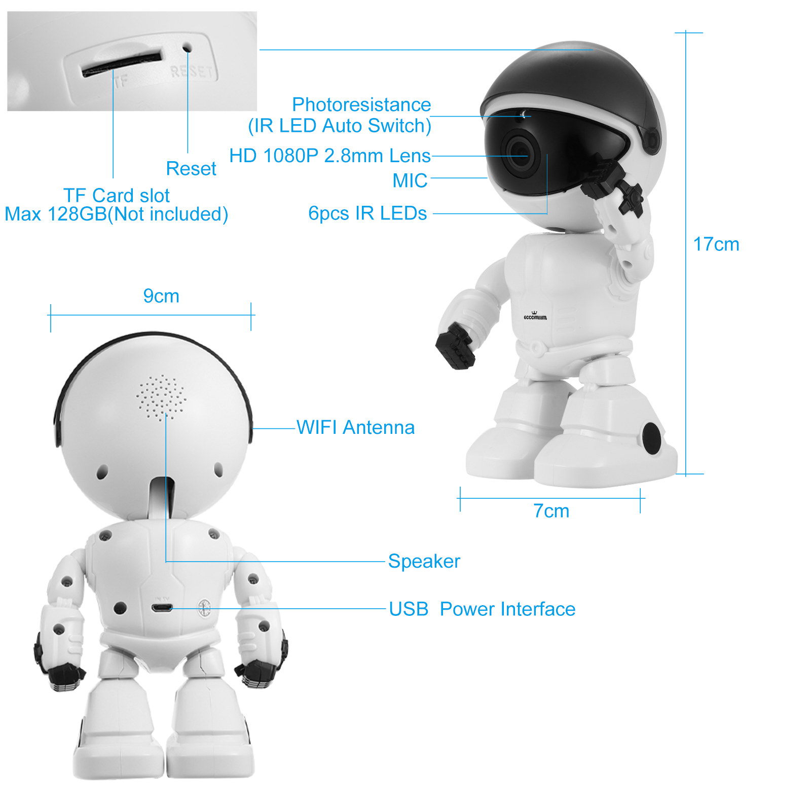 1080P Home Security Wireless Camera Intelligent Robot