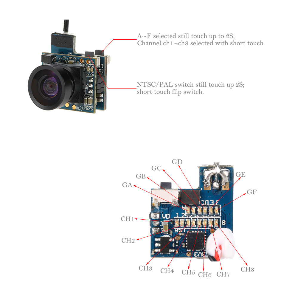 CM275T 5.8G 25mW 48CH NTSC/PAL Mini VTX FPV Camera for Blade Inductrix