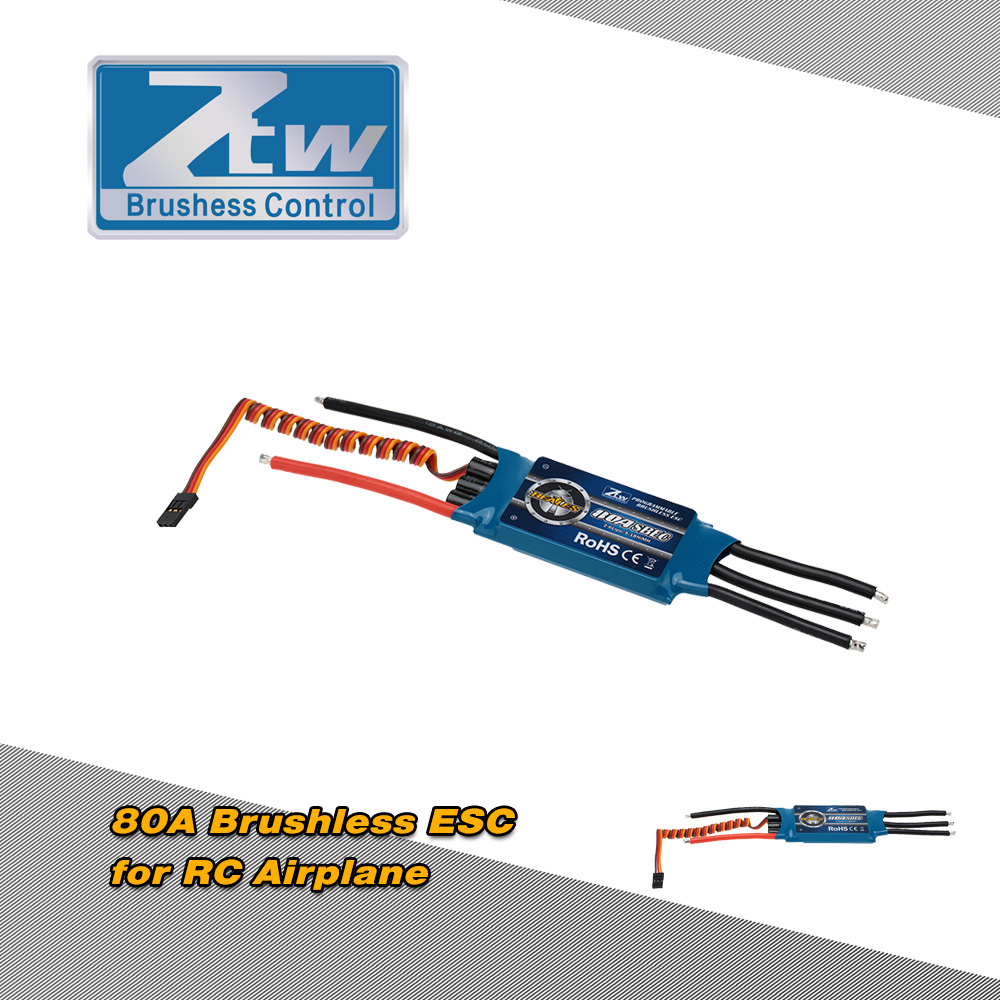 ZTW Beatles 80A Brushless ESC Electronic Speed Controller with 5.5V/3A Switch BEC output for rc airplane which from 2-6S LIPO or any other Industry DIY project ZTW Beatles 80A Brushless ESC Electronic Speed Controller with 5.5V/3A Switch BEC output for rc airplane which from 2-6S LIPO or any other Industry DIY project