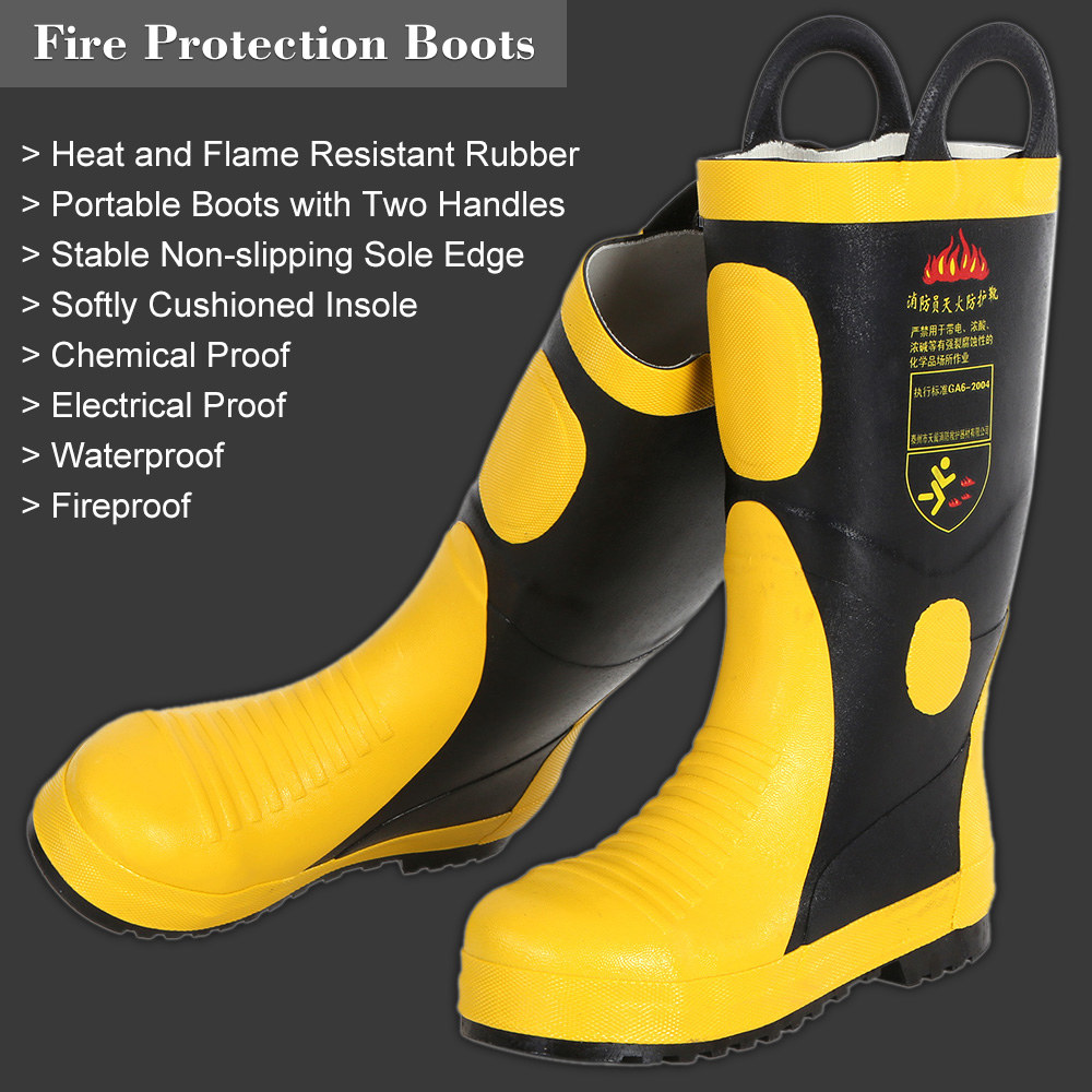 Portable Fire Fighting Boots Fireproof Waterproof Chemical Proof
