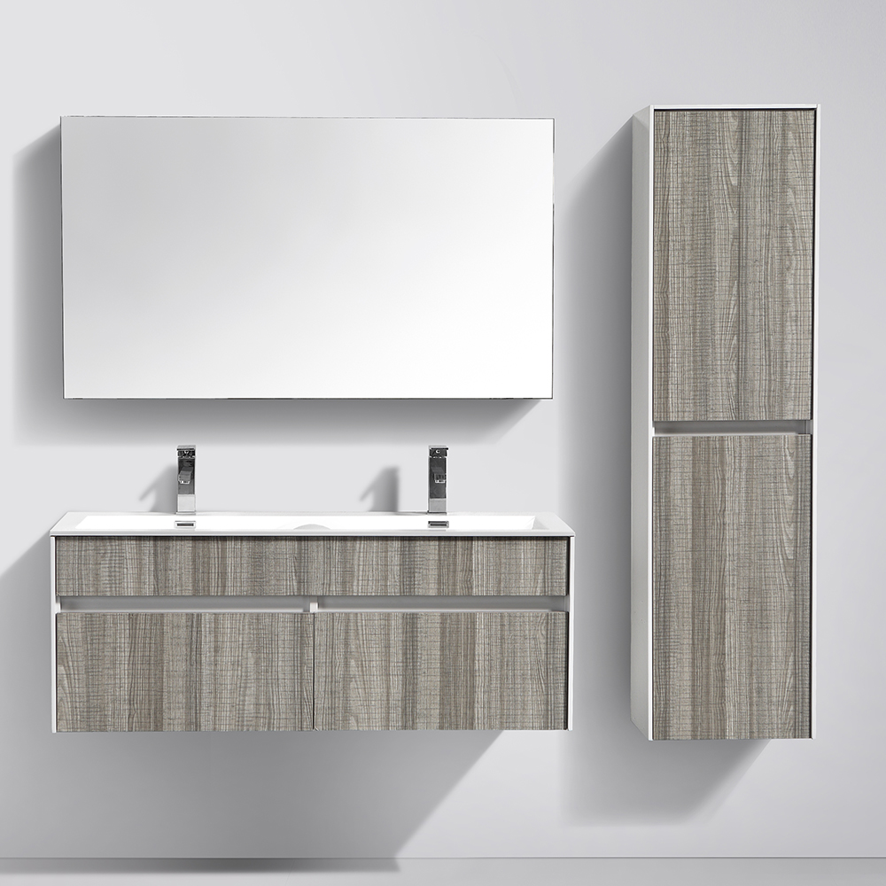 Petite Salle De Bain Chaleureuse ~ meuble de salle de bain suspendu en bois avec double vasque coloris Petite Salle De Bain Chaleureuse ~ meuble de salle de bain suspendu en bois avec double vasque coloris