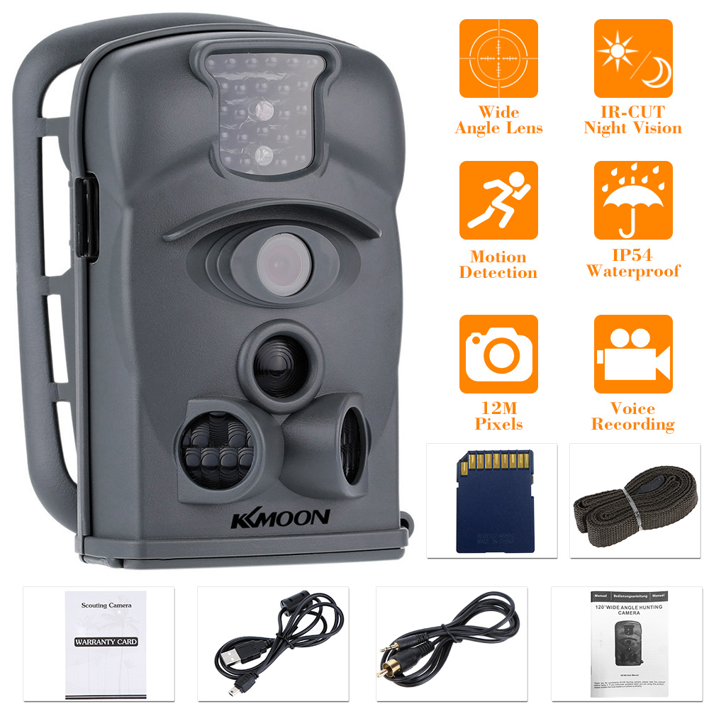 KKmoon 12MP 720P 120° Wide Angle HD 850nm 24pcs IR Waterproof Game Camera Security Scouting