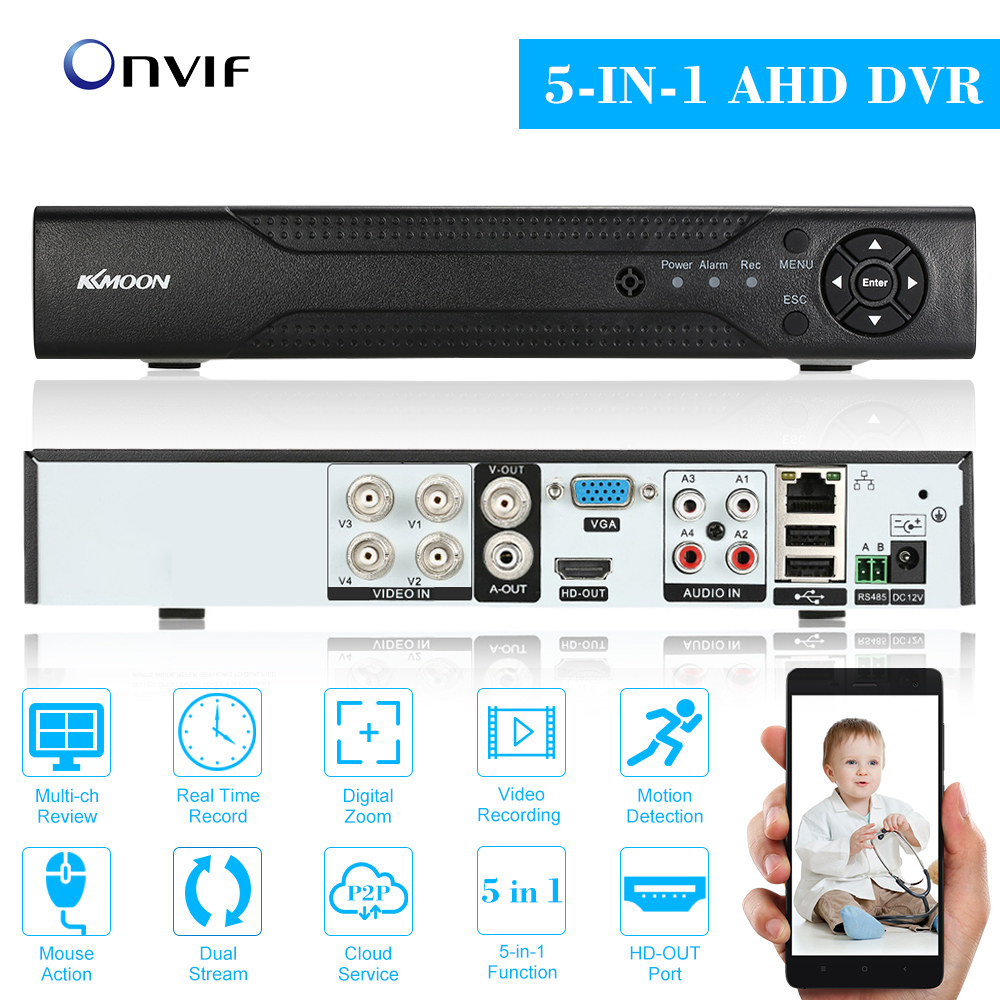 KKmoon 4CH 1080P Hybrid NVR AHD TVI CVI DVR 5in1 Digital Video