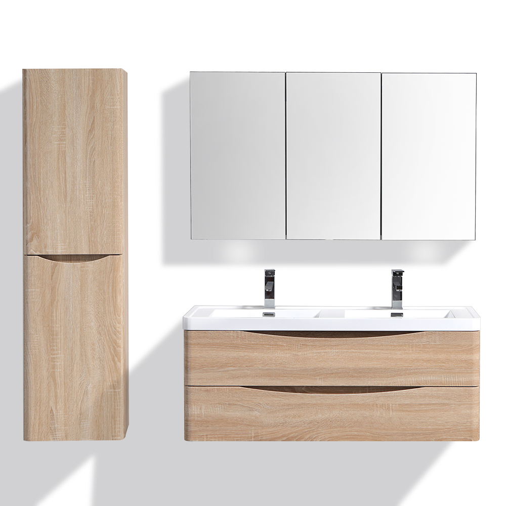 Vasque Avec Meuble Meuble Salle De Bain Suspendu Double Vasque + Colonne De Rangement Avec Ouverture Gauche Vasque Avec Meuble Meuble Salle De Bain Suspendu Double Vasque + Colonne De Rangement Avec Ouverture Gauche