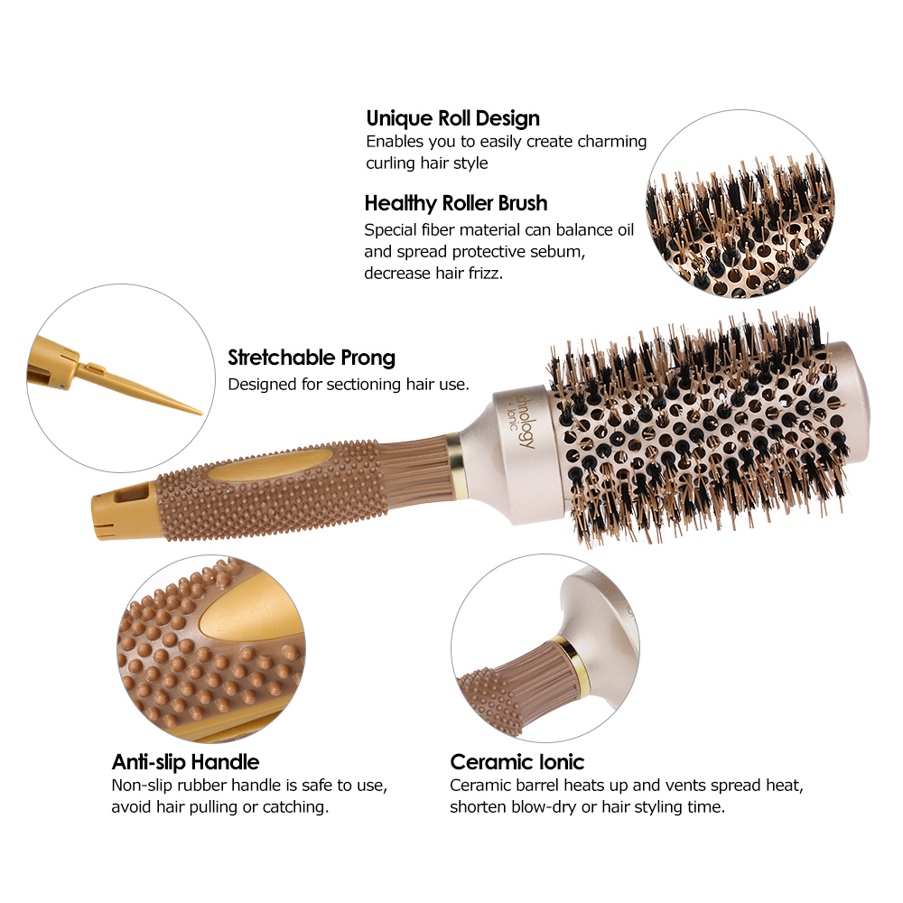 Professional Hair Salon Brush Ceramic Ionic Hair Roller Brush Nano