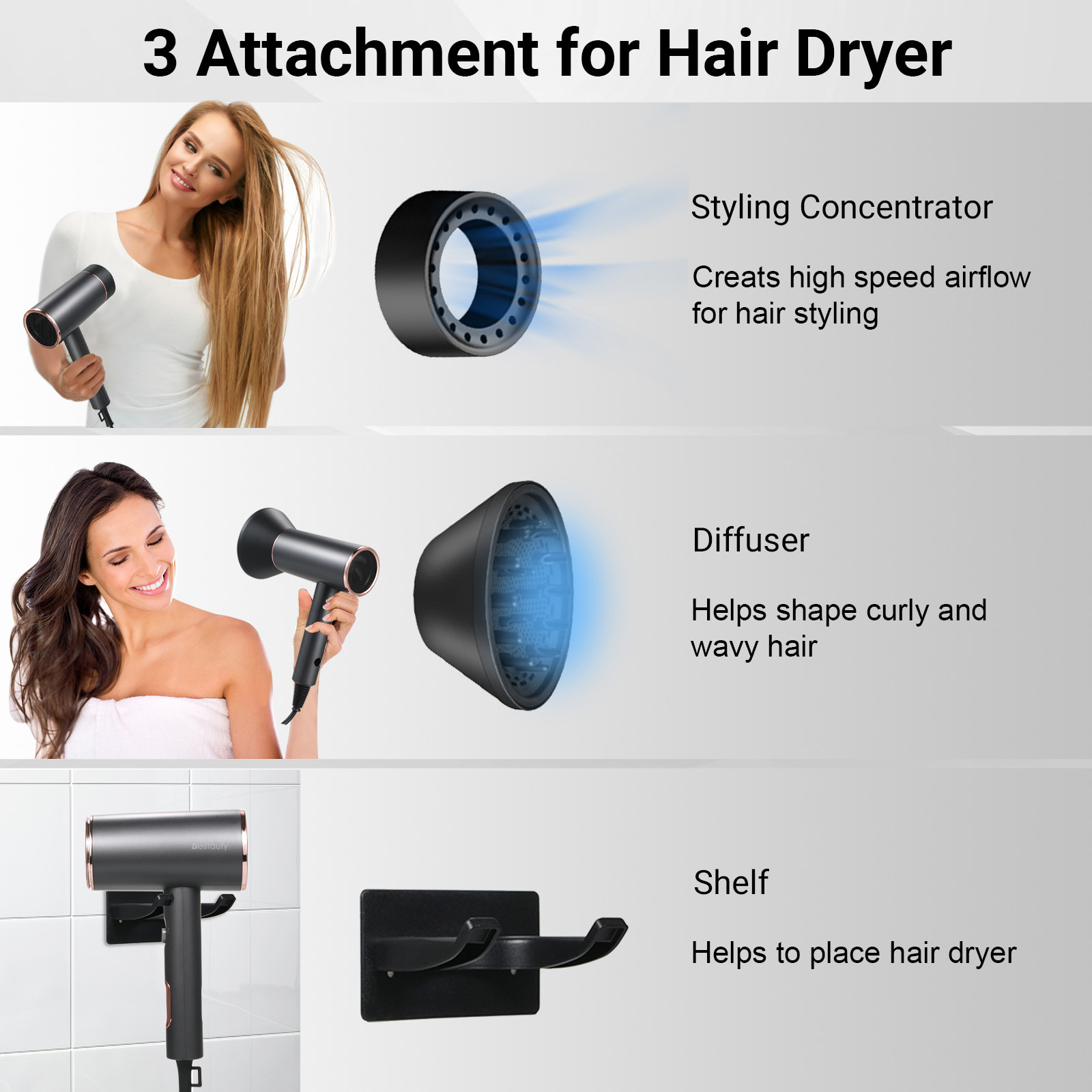 Bestauty Portable Hair Dryer Low Noise Electric Hair Dryer for Home
