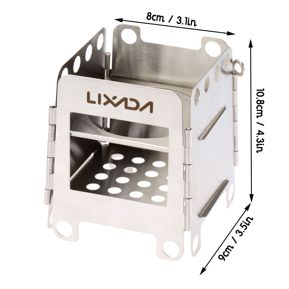 Lixada Portable Stainless Steel Lightweight Folding Wood Stove Pocket