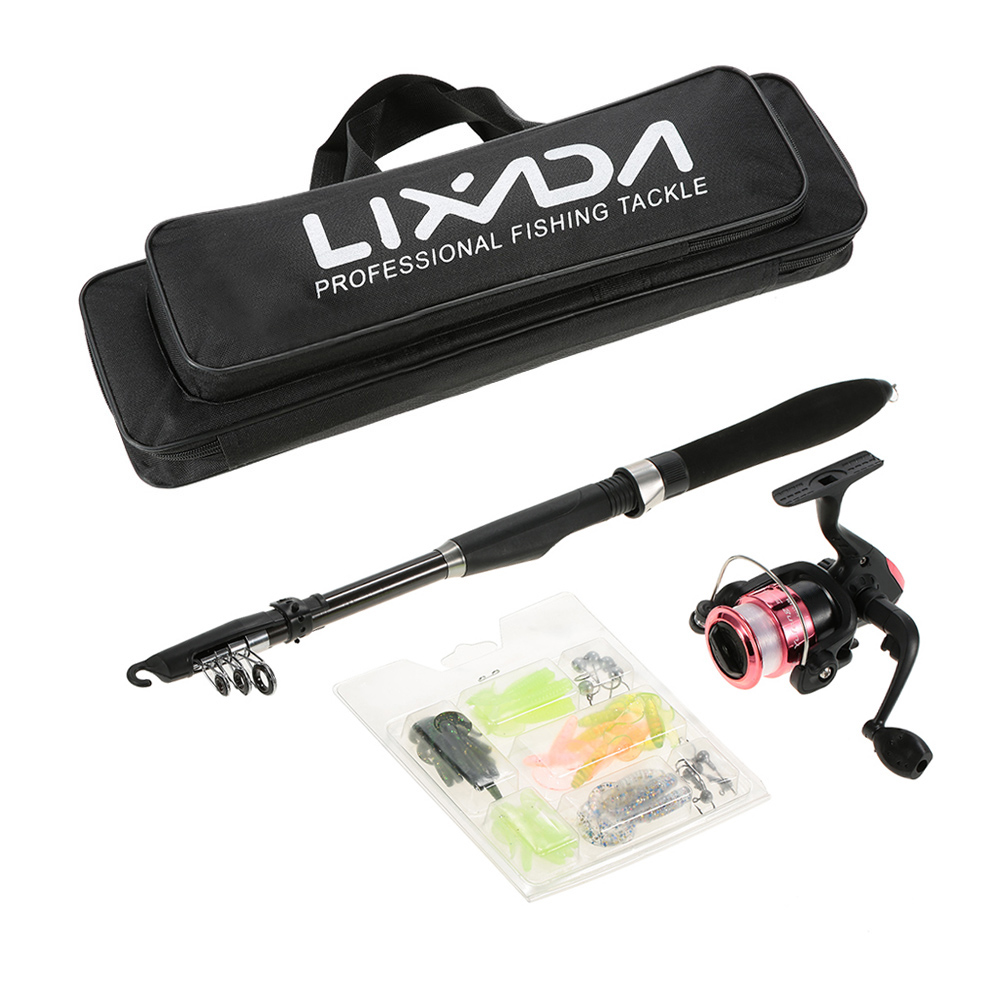 Lixada Spinning Rod and Reel Combos Portable 1.6m Telescopic Fishing