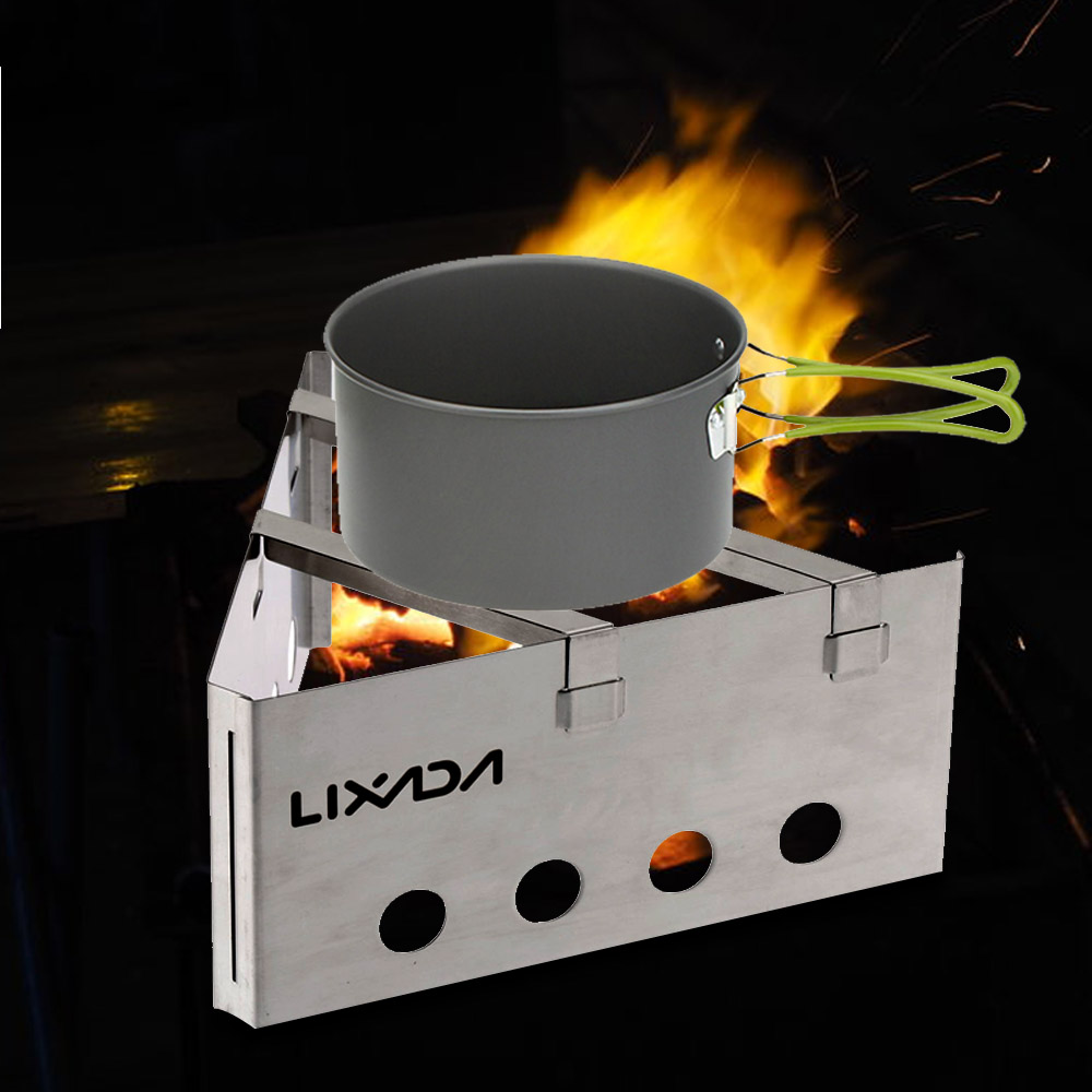 Lixada Portable Stainless Steel Lightweight Wood Stove Outdoor Cooking