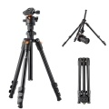 K&F CONCEPT Portable Camera Tripod Stand Aluminum Alloy 160cm/62.99 Max. Height 8kg/17.64lbs Load Capacity Low Angle Photography Travel Tripod with Carrying Bag for DSLR Cameras