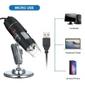 USB Digital Microscope 1600X Magnification Camera 8 LEDs with Stand Portable Handheld Inspection Magnifier