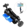 Double Ballhead Mount 1/4 Inch Screw Magic Ball Head Arm 360 Degree Rotation Anodisation Aluminum Alloy for Phone Gimbal Monitor Photography Handle