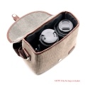 Camera Bag SLR/DSLR Gadget Bag Stylish Retro Shoulder Carrying Bag Photography Accessory Gear Case Flax Material