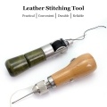 Leather Stitching Tool Hand Stitcher Sewing Awl Upholstery Repair Stitching Sewing Tool with 1 PCS Wax Thread 2 PCS Neddles for Leather Fabric