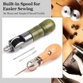 Leather Stitching Tool Hand Stitcher Sewing Awl Upholstery Repair Stitching Sewing Tool with 1 PCS Wax Thread 2 PCS Neddles for Leather Fabric