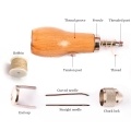 Leather Stitching Tool Hand Stitcher Sewing Awl Upholstery Repair Stitching Sewing Tool with 1 PCS Wax Thread 2 PCS Neddles for Leather Fabric